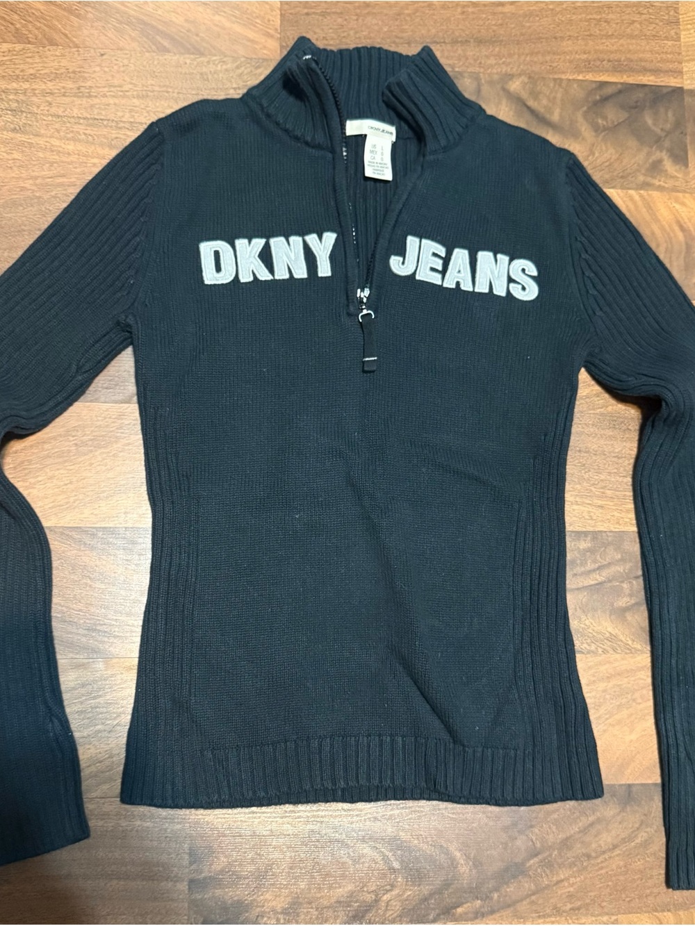 Vintage Dkny Women's Black Half-Zip Sweater